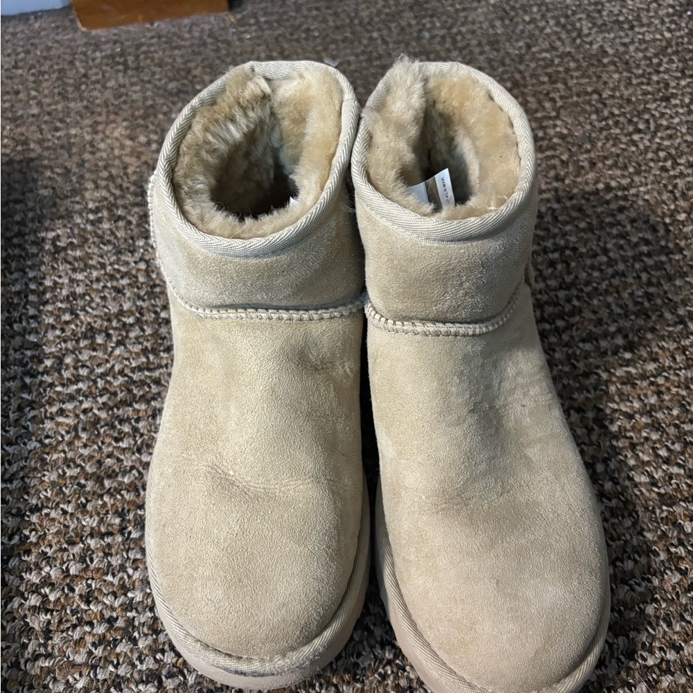 UGG Tan Classic Mini Boots Plush Lining